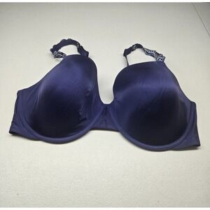 Paramour Women Bra 42DD Navy Blue 13506 T Shirt Underwired Lace Strap